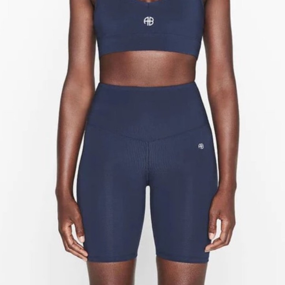 Anine Bing Navy High-Waist Seamless Bike Shorts